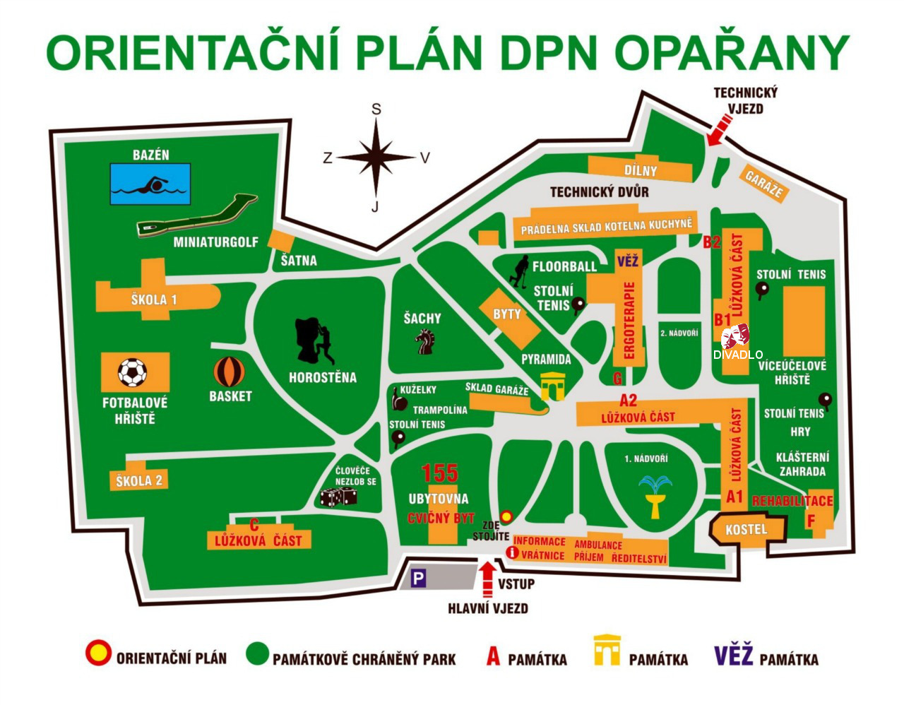 Mapa areálu DPN Opařany